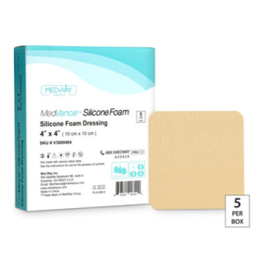 NON-BORDERED SILICONE FOAM DRESSING, 4″ X 4″