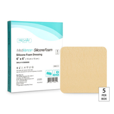 NON-BORDERED SILICONE FOAM DRESSING 6″ X 6″